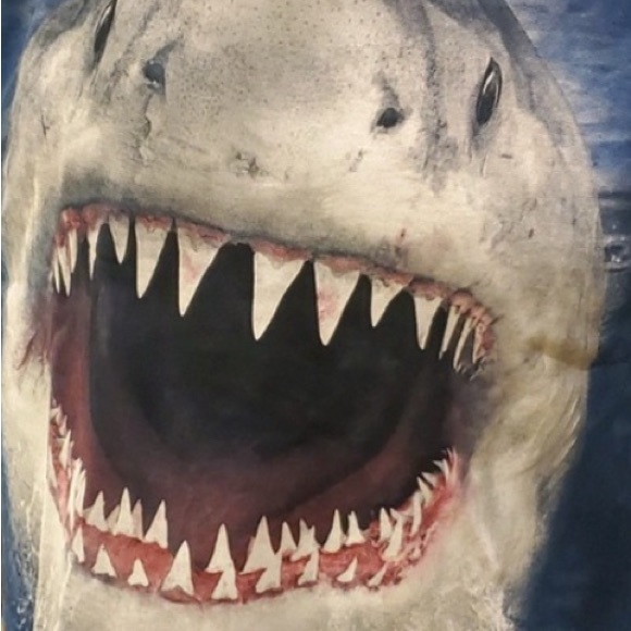 JAWS “SHARK” T-Shirt Blue by The Mountain DYED & Printed in US (New w/Tags) - Picture 2 of 5